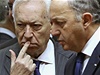Jednání ministr zahranií EU o ukrajinské krizi. Na snímku éf panlské diplomacie Jose Manuel Garcia-Margallo (vlevo) a jeho francouzský protjek Laurent Fabius. 