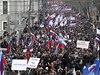 Demonstrace v centru Moskvy na podporu Rus ijících na Krymu.