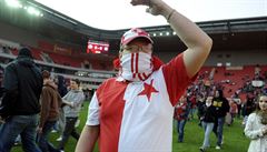 Frustrated fans chanted ‘We want the truth! Long live Slavia!’ before storming the field