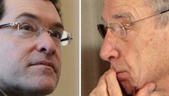 Former ‘ethics czar’ and current US Ambassador to Prague Norm Eisen (Left) could see his bid to remain in the post past January scuppered by Republican Senator Chuck Grassley (right)