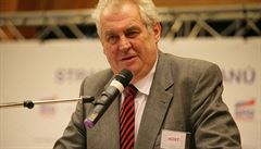 Miloš Zeman, seen here at an earlier rally, has declared his presidential ambitions in a letter read out to supporters