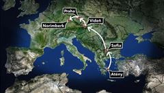 The high-speed rail corridor projected by the EU would run from Athens to Nuremberg