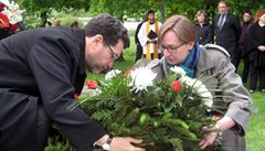 Ambassador Norman Eisen this month laying a wreath at the site of the Czech-run Lety internment camp where hundreds of Roma perished during Nazi rule