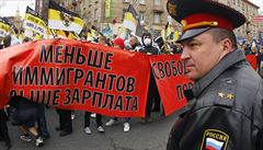 Proti imigrantům protestovali ruští ultranacionalisté například na prvního máje před věma lety v Moskvě.