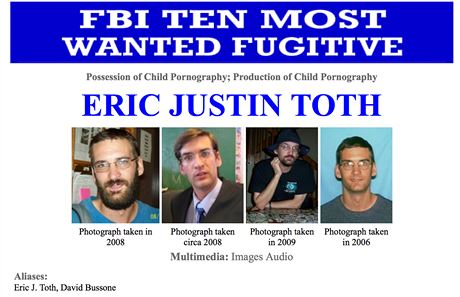 Uitel Eric J. Toth, který si natáel dti na záchodech na skrytou kameru, na seznamu 10 nejhledanjích osob FBI.