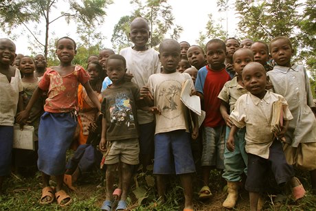 Nadšené děti v Kongu.