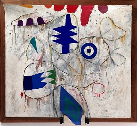 Plochy a tvary v prostoru (1964). Olej, syntetická barva, plátno, lepenka, devo.