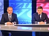 Robert Fico a Andrej Kiska pi první debat ped druhým kolem prezidentských voleb.