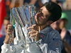 Novak Djokovi se raduje z prvního letoního titulu