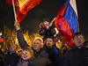 Oslavy na Krymu - záplava ruských vlajek.