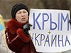 "Krym + Ukrajina" - proukrajinská demonstrace na Krymu.