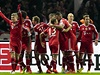 Radující se fotbalisté Bayernu.