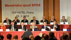 Mimo�ádný sjezd Strany práv ob�an� - zemanovc� (SPOZ) 29. b�ezna v Praze.