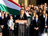 Maarský premiér Viktor Orbán hovoí na pedvolebním mítinku své strany Fidesz. 