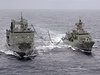 Australian Navy ships the HMAS Success (L) and the HMAS Toowoomba