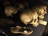 Památka na obti genocidy - expozice v Kigali Genocide Memorial Museum. 