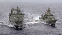 Australian Navy ships the HMAS Success (L) and the HMAS Toowoomba