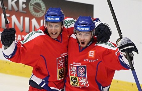 Radost z gólu. Ondřej Vitásek (vlevo) a Tomáš Filippi.