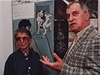 Jií Naeradský a Meda Mládková ped obrazem Anatomie profesora Tulpa, 1990.