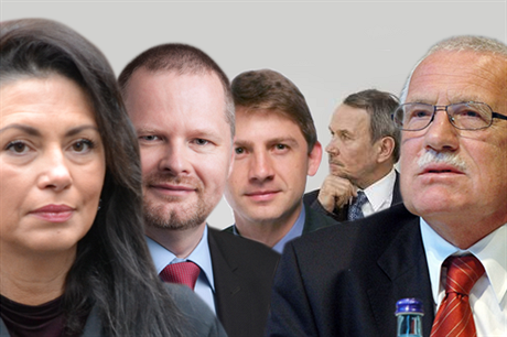 Pravicová squadra, zleva Jana Boboíková, Petr Fiala, Petr Mach, Petr Hájek a Václav Klaus.