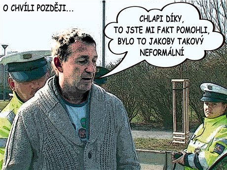 Kmotr Janou�ek um�l ocenit policisty zasahující u jeho autonehody. Nechali ho zavolat, neud�lali mu testy na drogy