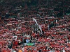 Fanouci Liverpoolu bhem exhibiního utkání na poest obtí z Hillsborough.