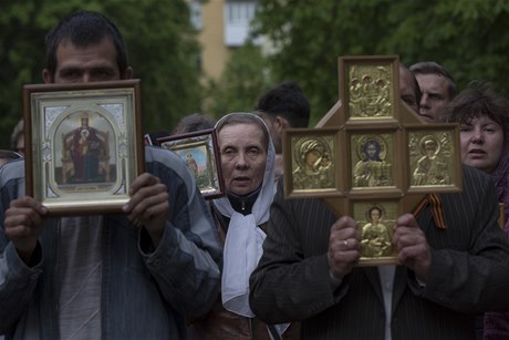 Modlitba prorusky smýlejích Ukrajinc (ilustraní fotografie).