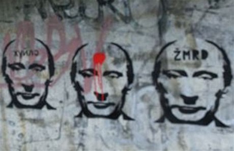 Graffiti Putina v pražském Braníku.