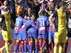 Fotbalisté Levante se radují z vítzství nad Atlétikem Madrid.