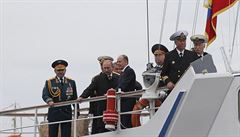 Putinv píjezd do sevastopolského pístavu.