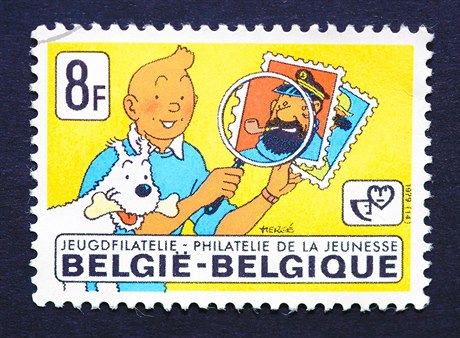 Oblíbený komiksový Tintin se dostal i na potovní známky.