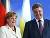 Nmecká kancléka Angela Merkelová a ukrajinský prezident Petro Poroenko.