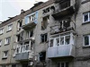 Poniený dm ve Slavjansku na východní Ukrajin