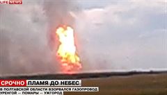 Snímek, která má zachycovat výbuch plynovodu na východ Ukrajiny.