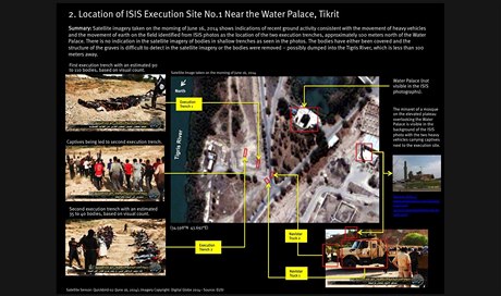 Srovnání satelitních snímk s obrázky z masové popravy ve mst Tikrít