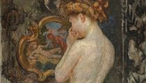 František Kupka: Žena před obrazem (1903). Olej, lepenka, 45 x 38,5 cm (Galerie...