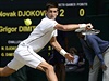 Srbský tenista Novak Djokovic v semifinálovém utkání Wimbledonu.