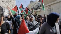 Palestinky protestuj proti vrad estnctiletho Muhammada.