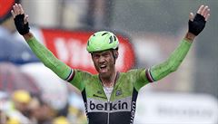 Nizozemec Lars Boom slaví etapový triumf na Tour de France.