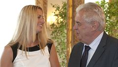 Prezident Milo� Zeman p�ijal na Hrad� tenistku Petru Kvitovou