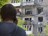 Obytný dm v Doncku poniený bombardováním.