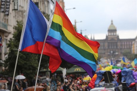 Prague Pride 2014 a vlajka ČR a gay komunity