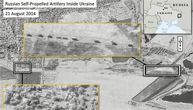 Satelitní snímky dokládající výskyt ruských ozbrojených sil na území Ukrajiny.