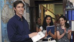 Zavradný válený zpravodaj James Foley na archivním snímku z besedy s...