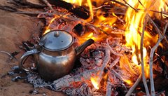 Braai. Káva a �aj v bu�i. Jihoafrická republika.