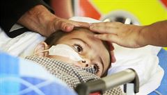 Ashya King, p�tiletý Brit, s nádorem p�i p�íjmu do nemocnice Motol.