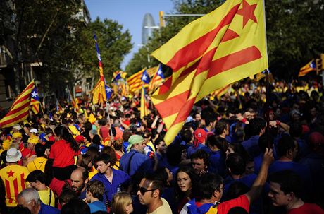 Demonstrace v Barcelon pro nezvislost Katalnska
