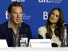 Herec Benedict Cumberbatch a hereka Keira Knightleyová na tiskové konferenci k...