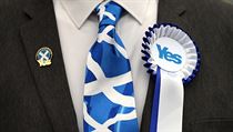 Stuha, odznak a kravata ve skotskch barvch.