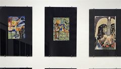 Z výstavy Josefa Váchala Magie hledání Dom� U Kamenného zvonu